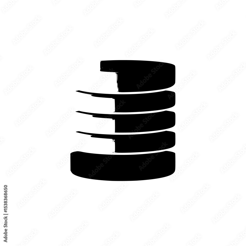 Poster black icon representing stacked layers with a minimalist design suited for various digital applicati