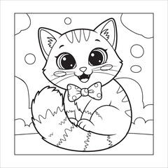 Cute Kitten Coloring Page for Kids Adorable Cartoon Cat Outline