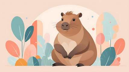 Adorable Capybara Illustration A Peaceful Giant in its Natural Habitat