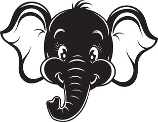 Obraz premium Adorable Cartoon Elephant Head Illustration Perfect for Children's Books, Prints, and More