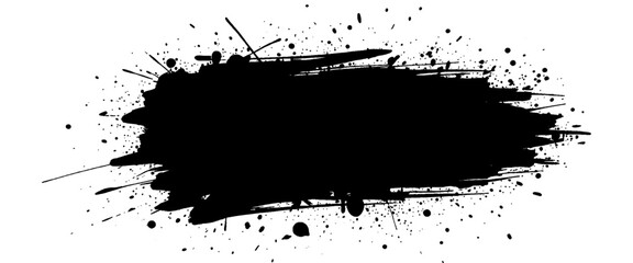 Vector stylish black brushstroke banner with ink splash	