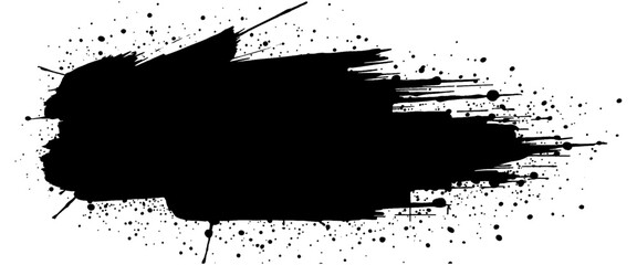Vector stylish black brushstroke banner with ink splash	
