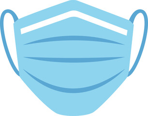 Blue color medical face mask.  Vector illustration with transparent background.	