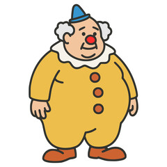 old fat clown circus attraction flat color vector illustration template design