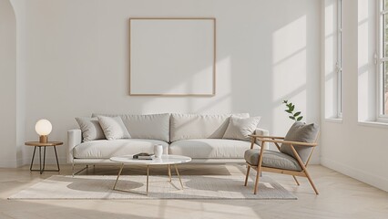 Modern Minimalist Living Room Interior Design with Sunlight