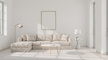 Modern Minimalist Living Room Interior Design Neutral Tones and Simple Elegance