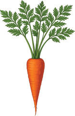 Vibrant Orange Carrot Illustration with Green Leaves