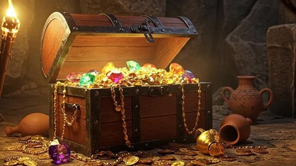 treasure chest with gold coins - Powered by Adobe