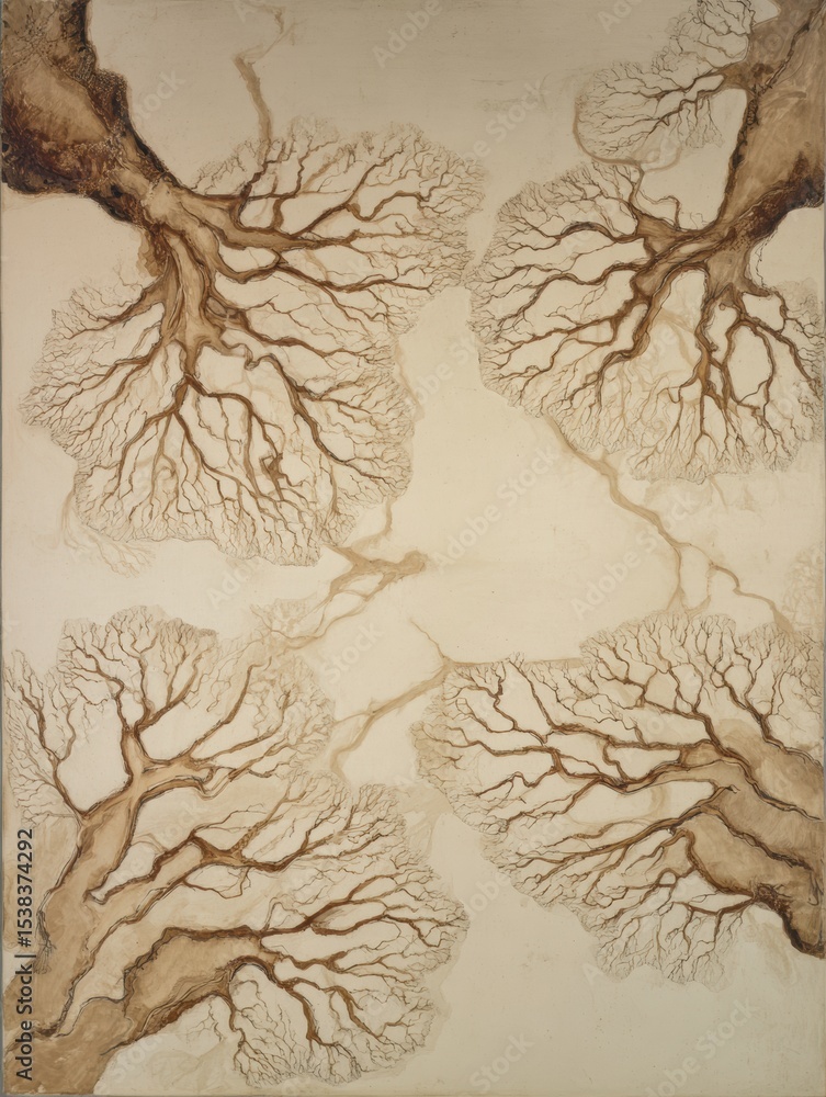 Poster Neurons Resembling Tree Branches Create a Unique Visual on Muted Canvas in a Thought-Provoking Arrangement