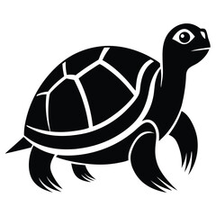 Monochrome turtle glides forward, showcasing detailed shell patterns and smooth flipper strokes in silhouette