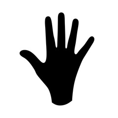 Obraz premium Black silhouette of an open hand, reaching out on a white background
