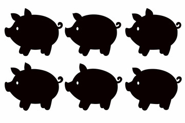 Elegant Black Pig Vector Graphics for Livestock Farm Projects
