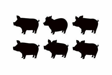 High-Quality Pig Silhouette Vector Illustrations for Agricultural Decor