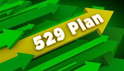 529 Plan College Arrows Tuition Savings Account Save Money for Future School 3d Illustration