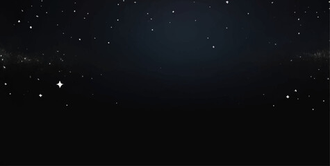 Starry night sky with glowing stars and abstract blue galaxy particles in the dark cosmos