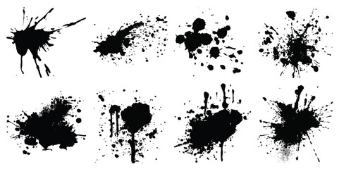 ink blots and splats. detailed ink splats Hyperrealistic Highly Detailed Isolated On Transparent Background	
