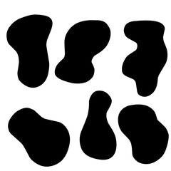 black abstract blobs with organic, irregular shapes on a white background. The design emphasizes simplicity and fluidity, ideal for decorative or modern design elements.