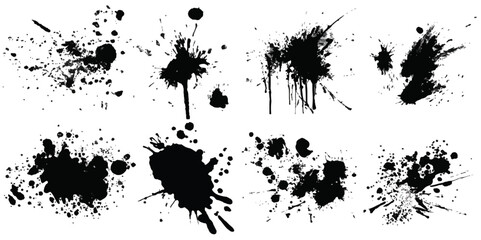 black drop ink splatter splash. dot grunge sketch border , hand drawn decorative brush.
