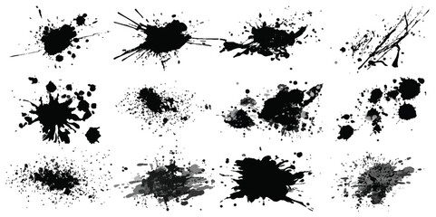 black drop ink splatter splash. dot grunge sketch border , hand drawn decorative brush.