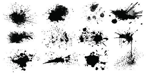 black drop ink splatter splash. dot grunge sketch border , hand drawn decorative brush.