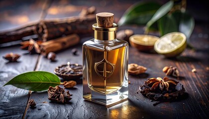 A premium artisanal fragrance concept, presented Glass bottle elegance of product photoshoot " AI generator " 