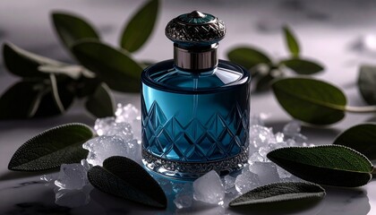 A premium artisanal fragrance concept, presented Glass bottle elegance of product photoshoot " AI generator "

