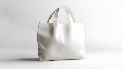 Simple white tote bag mockup isolated on neutral background for branding projects and design