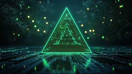 Nature conservation concept. Futuristic triangle design on a digital circuit background.