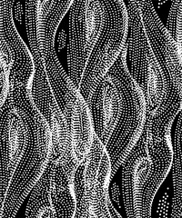 Seamless background or texture with abstract waves or lines of dots and spots. Brushstrokes and iridescent swirls in the Shambhala style for meditation or coloring