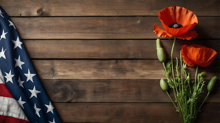 Remembering Sacrifice Poppies and the American Flag