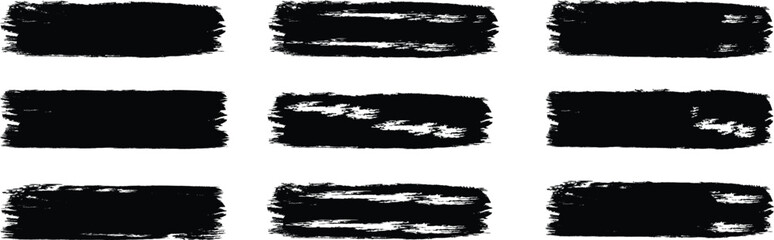 Brush strokes vector. Brush line set. Paint, ink brush, brush strokes, brushes, lines, frames, buttons, grungy rough grunge thick paint line texture. Black paintbrush stroke collection