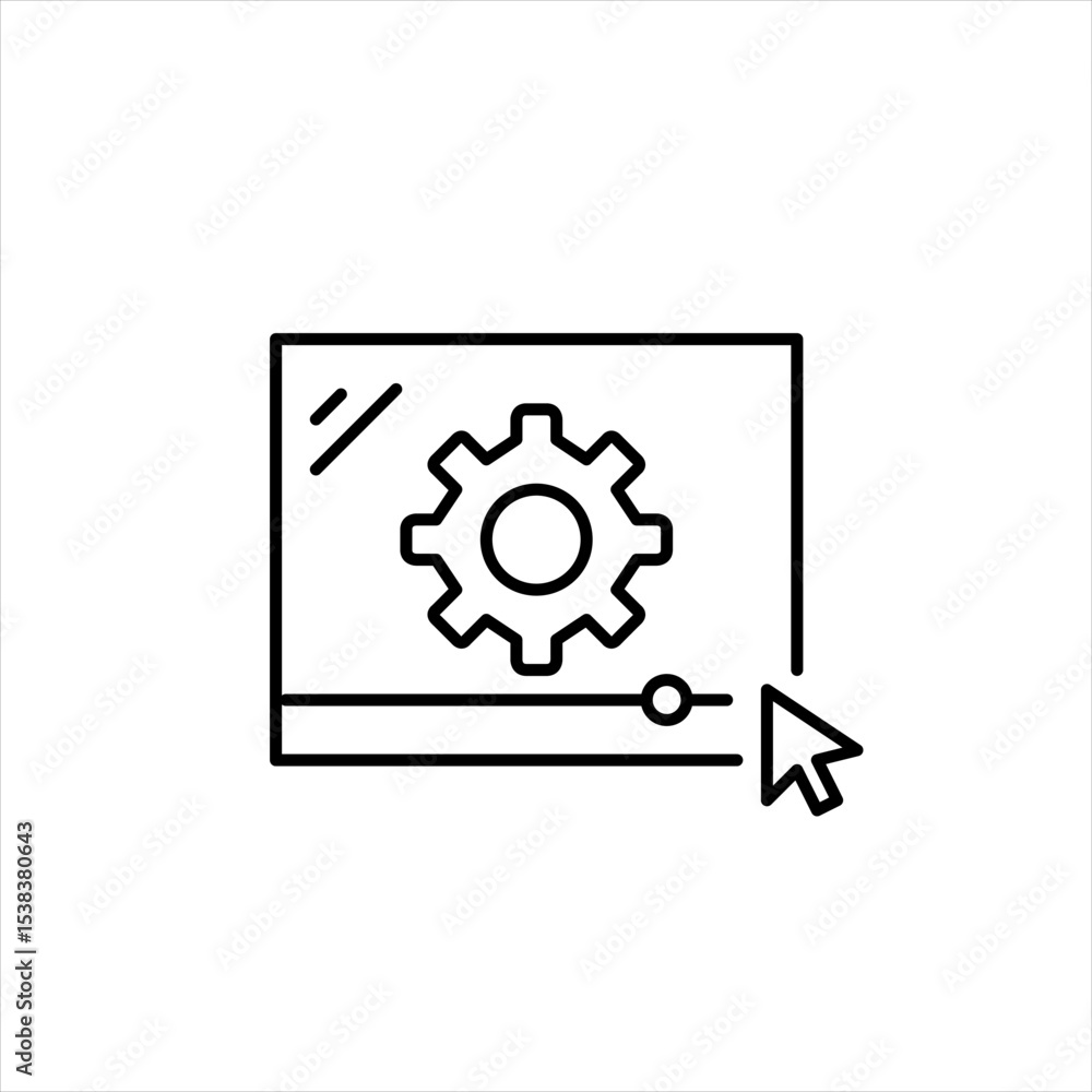 Poster video player, cogwheel and mouse pointer. video settings, playback configuration, streaming preferen