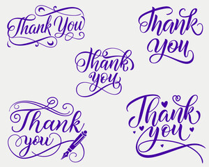Elegant Thank You Calligraphy Set – Decorative Gratitude Lettering and Typography Collection for Cards and Designs