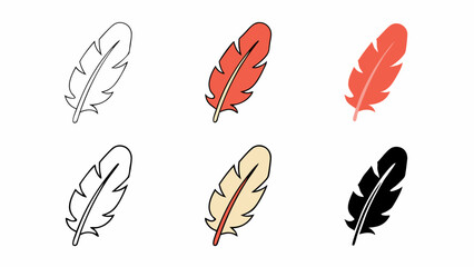 Feather Icon Set Black, White, Red, and Beige Variations