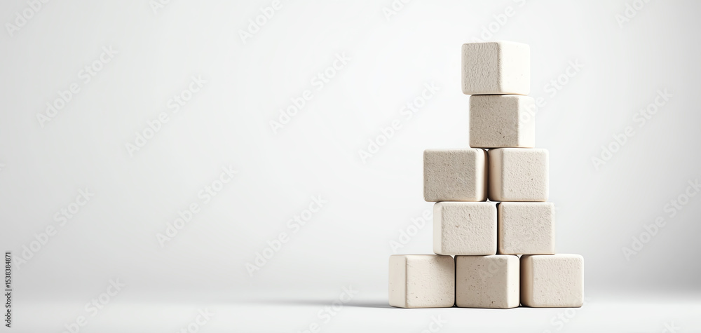 Aufkleber Stack of white cubes geometric shape minimal style clean background simple arrangement modern design isolated soft light calm mood abstract composition