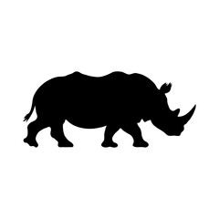Minimalist Black Silhouette of a Rhinoceros: Capturing the Majesty of African Safari Wildlife and Endangered Species