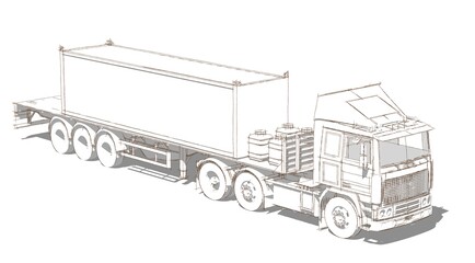 truck sketch graphic symbol 3d illustration 