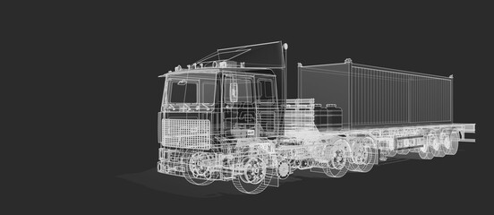 truck sketch graphic symbol 3d illustration 