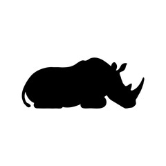 Grace in Stillness: A Minimalistic Black and White Silhouette of a Rhinoceros in the Heart of Nature
