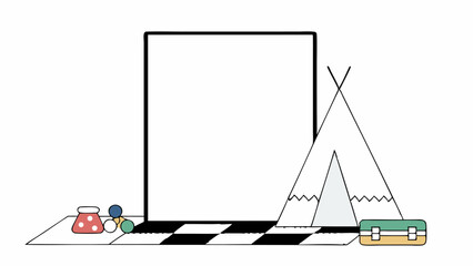 Blank Frame with Play Tent and Toys - Kid's Room Decor