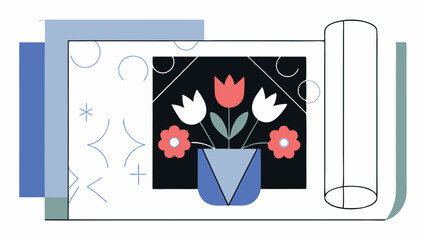 Abstract Floral Arrangement in Geometric Frame