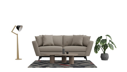 a couch and a lamp in a room