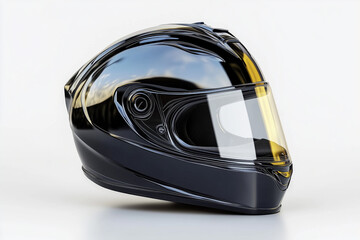 Fototapeta premium Black bicycle helmet protective for head safety isolated on white background