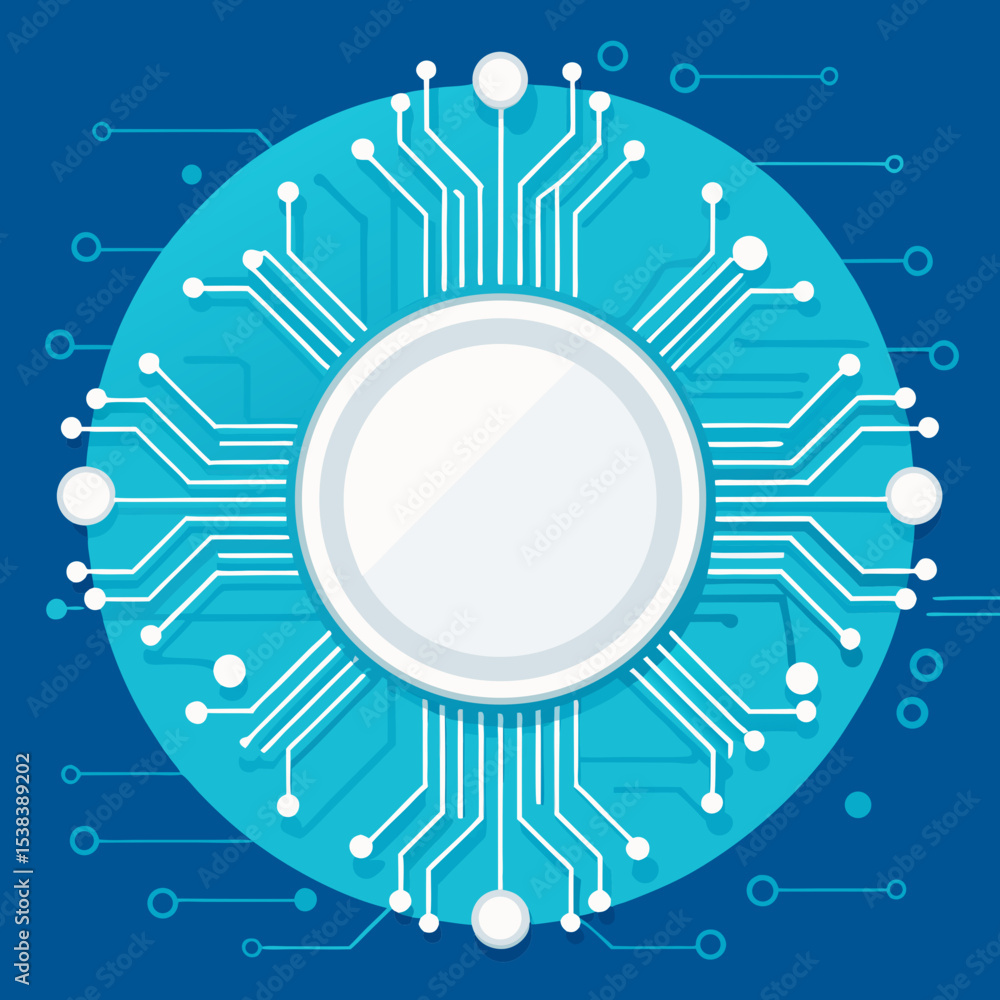 Poster abstract technology background with circuit board pattern and central white circle