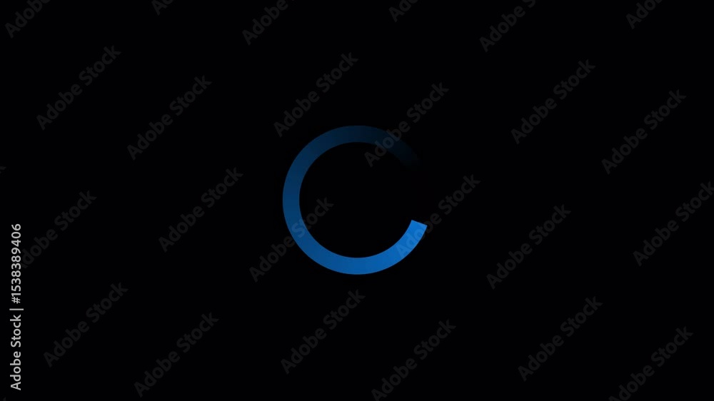 Poster animated blue gradient loading circle on black background video