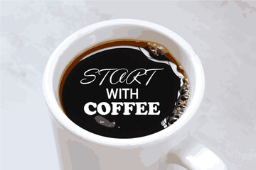 START WITH COFFEE - START WITH COFFEE Logotype with cup of coffee image
