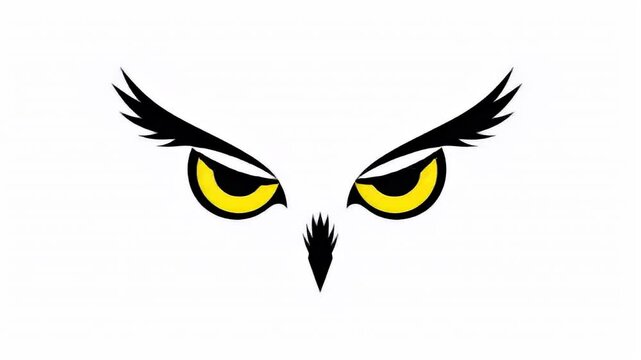 Abstract owl eyes logo with bold yellow and black eyes in minimal flat vector style