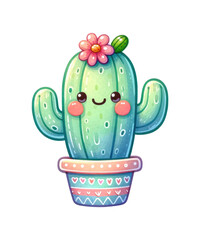 A vibrant vector illustration showcases a garden's flora with a charming basket of spring flowers, a potted cactus, and a leafy plant