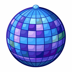 Shiny blue disco ball with square mirrors and a small knob on top