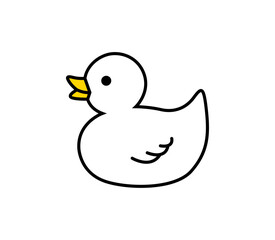 Duck painting on a white background. Hand drawn outline doodle duck icon. Vector graphic design.